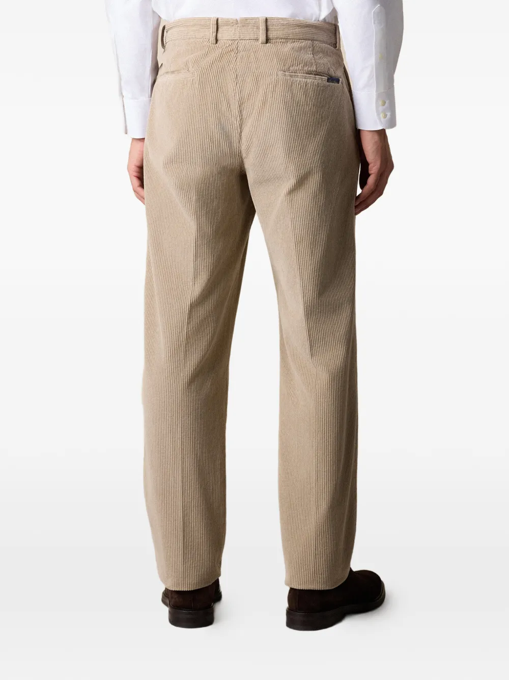 Brooks Brothers Ribfluwelen chino met plooien Beige