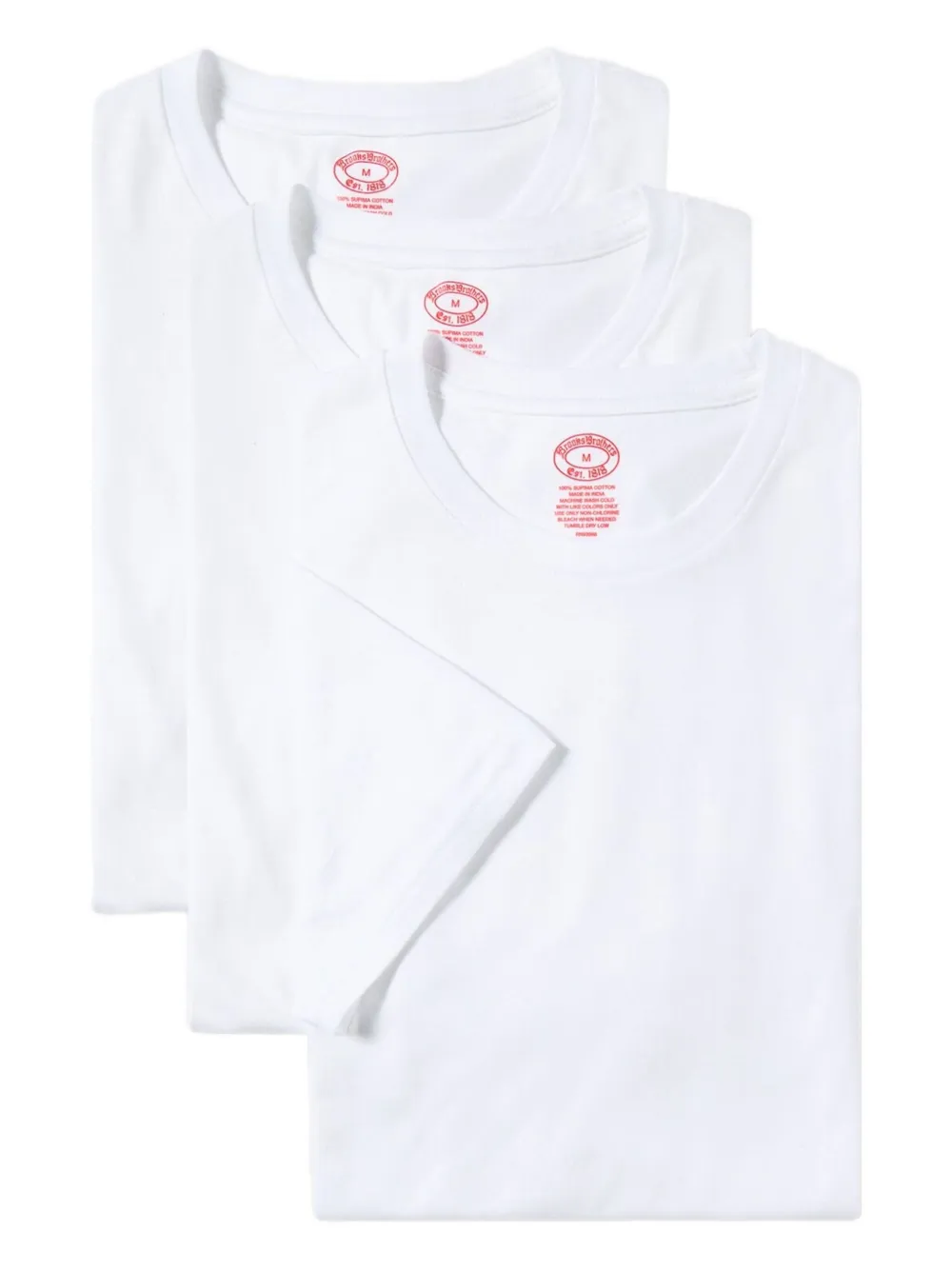 Brooks Brothers T-shirt girocollo in cotone (3 pezzi) - Bianco
