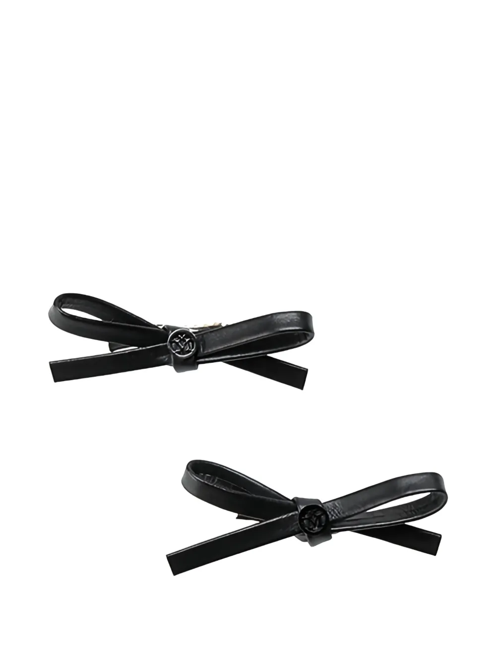 Maison Michel Emma Bow-embellishment Leather Hair Clip (set Of Two) In Black