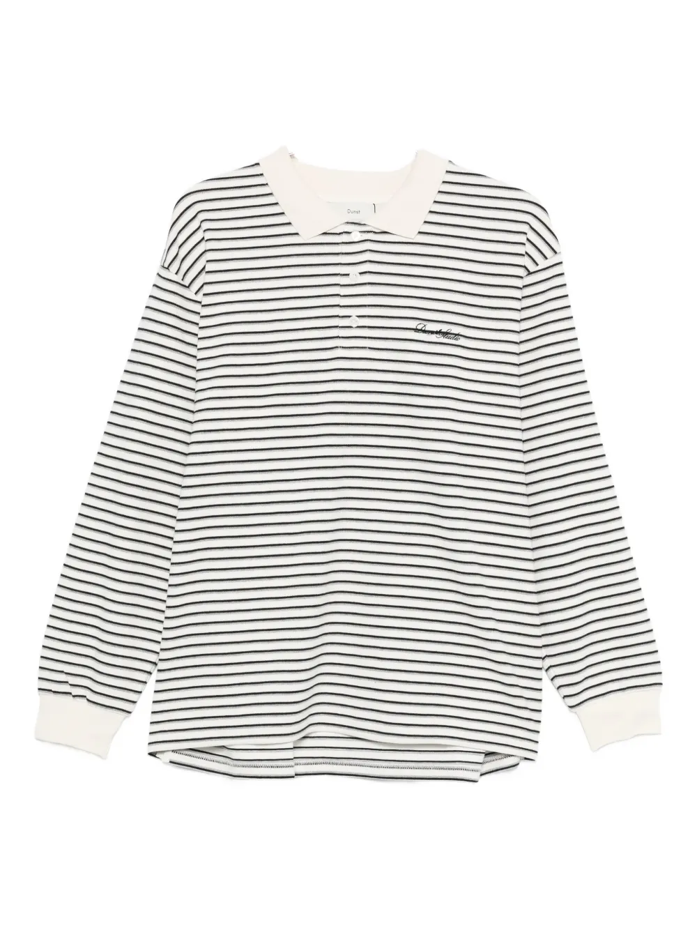 Dunst Striped Long-sleeve Polo Shirt In White