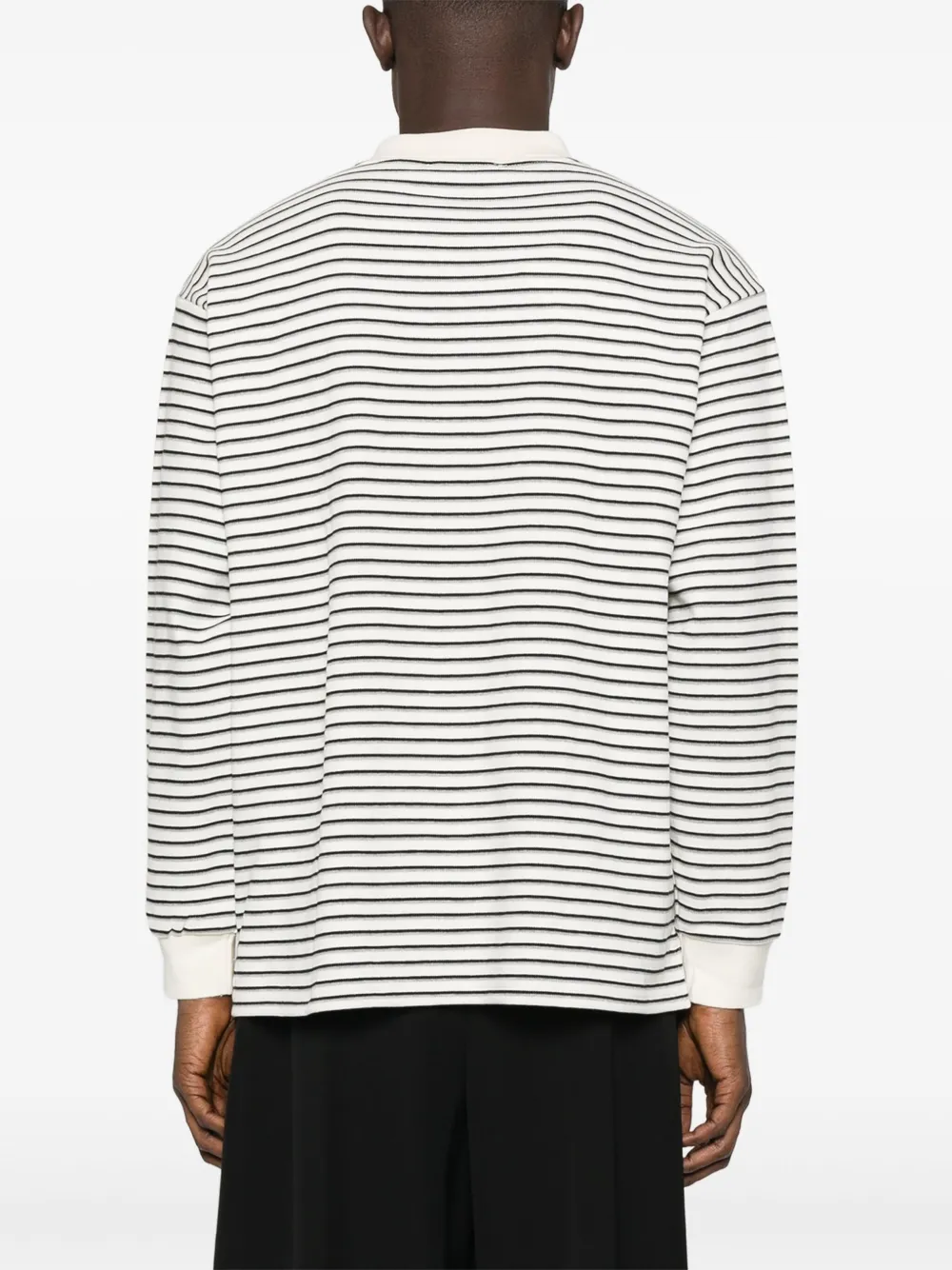 DUNST Gestreept poloshirt met lange mouwen Wit
