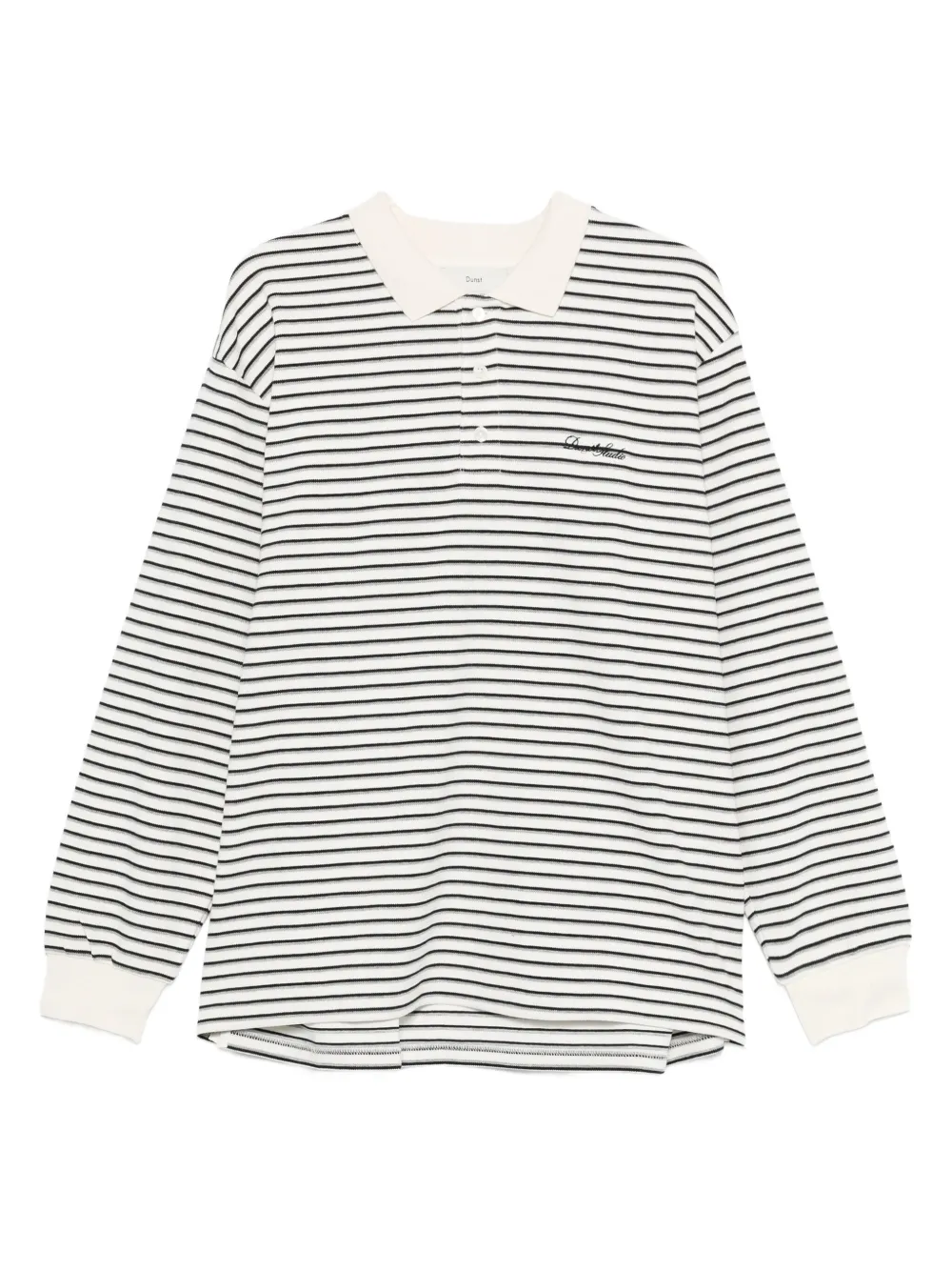 DUNST striped long-sleeve polo shirt | White | Image 1