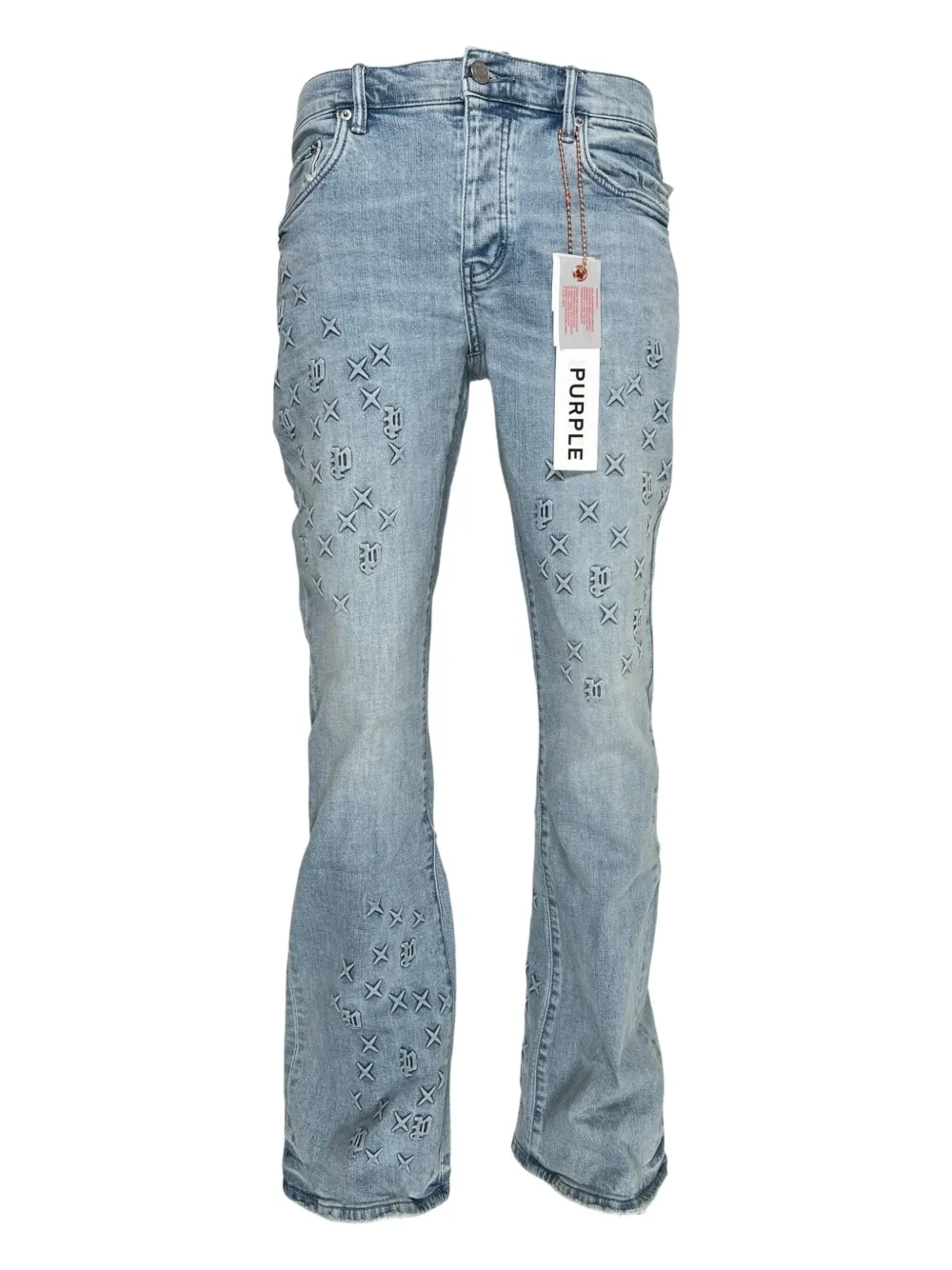 Purple Brand Embossed Flared Jeans In Blue