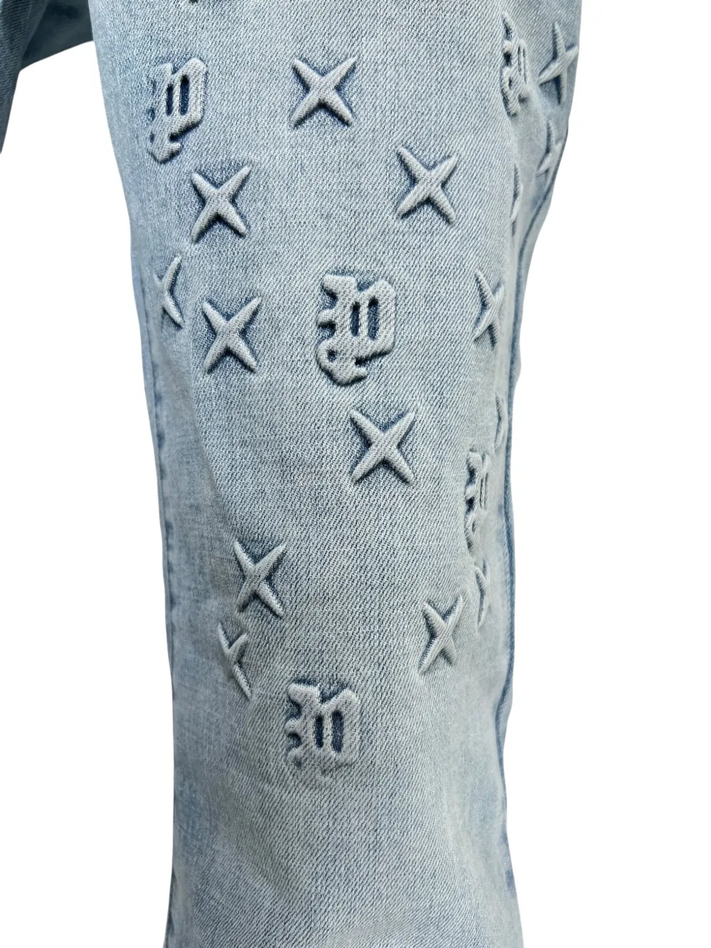 Purple Brand Embossed Flared Jeans In Blue
