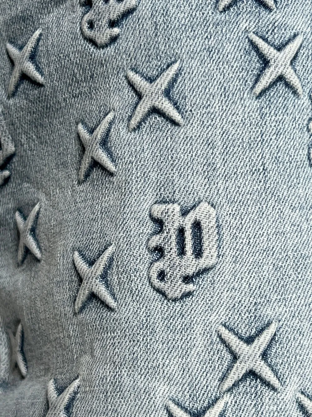Purple Brand Embossed Flared Jeans In Blue