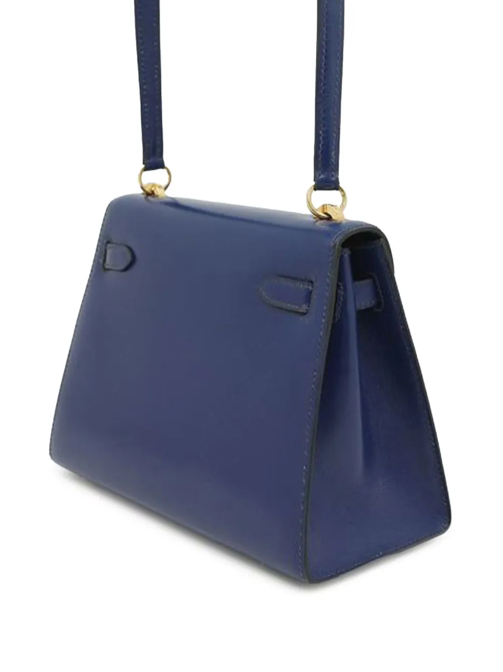 Pre-owned Hermes 1985 Mini Box Calf Kelly 20 Shoulder Bag In Blue