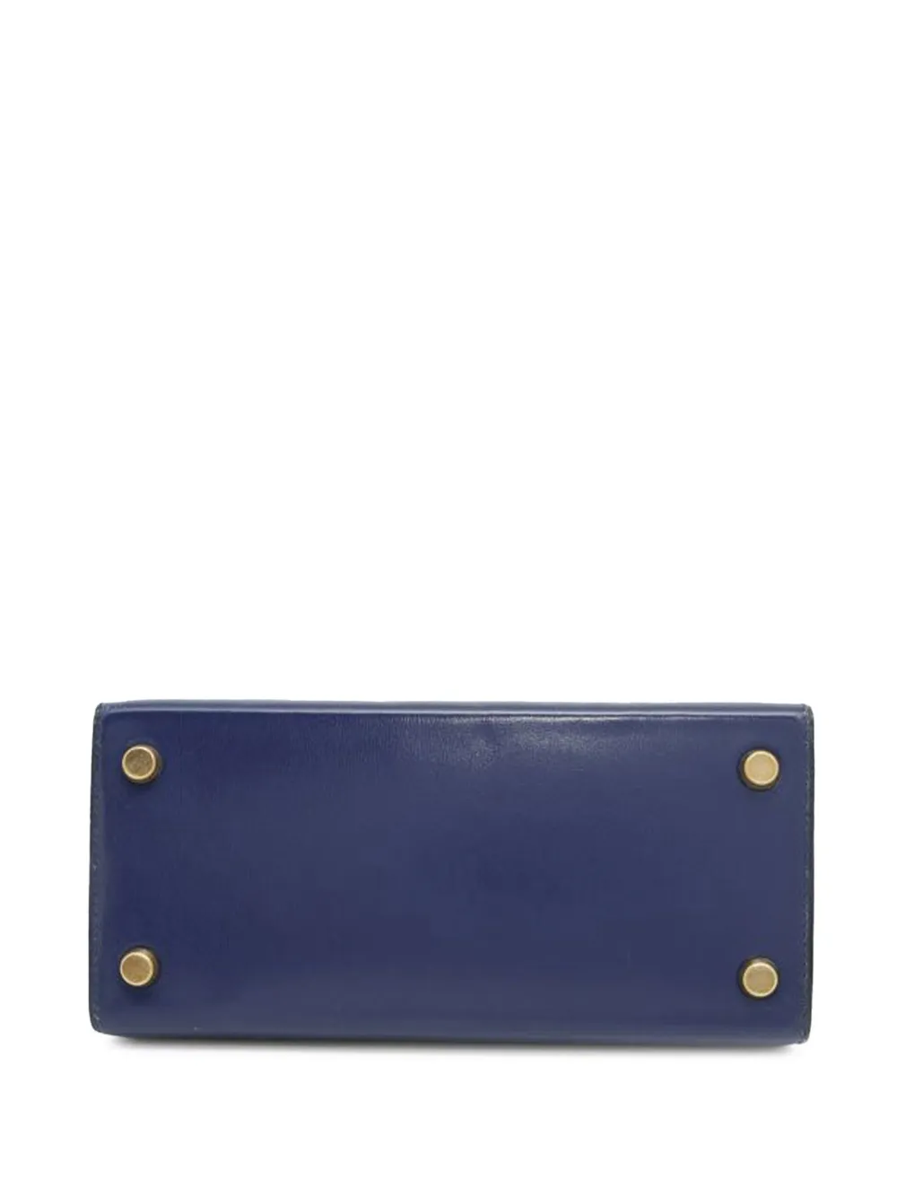 Pre-owned Hermes 1985 Mini Box Calf Kelly 20 Shoulder Bag In Blue