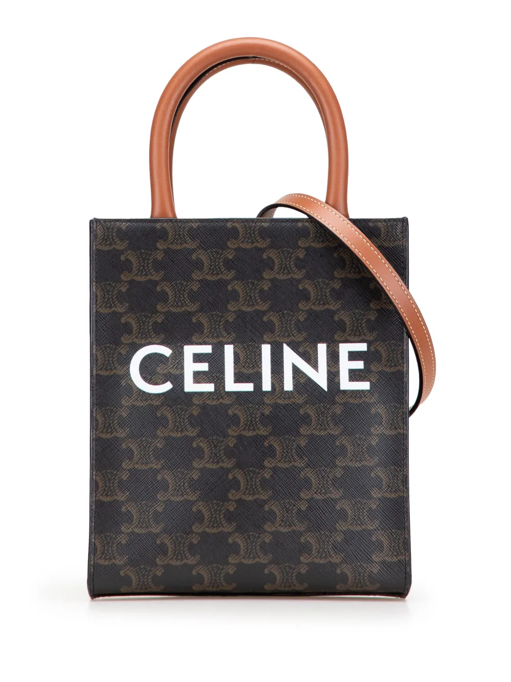 Celine Pre-Owned 2018-2025 ミニ トリオンフ コーテッドキャンバス バーティカル カバ サッチェルバッグ - Celine Pre-Owned 2018-2025 ミニ トリオンフ コーテッドキャンバス バーティカル カバ サッチェルバッグ -