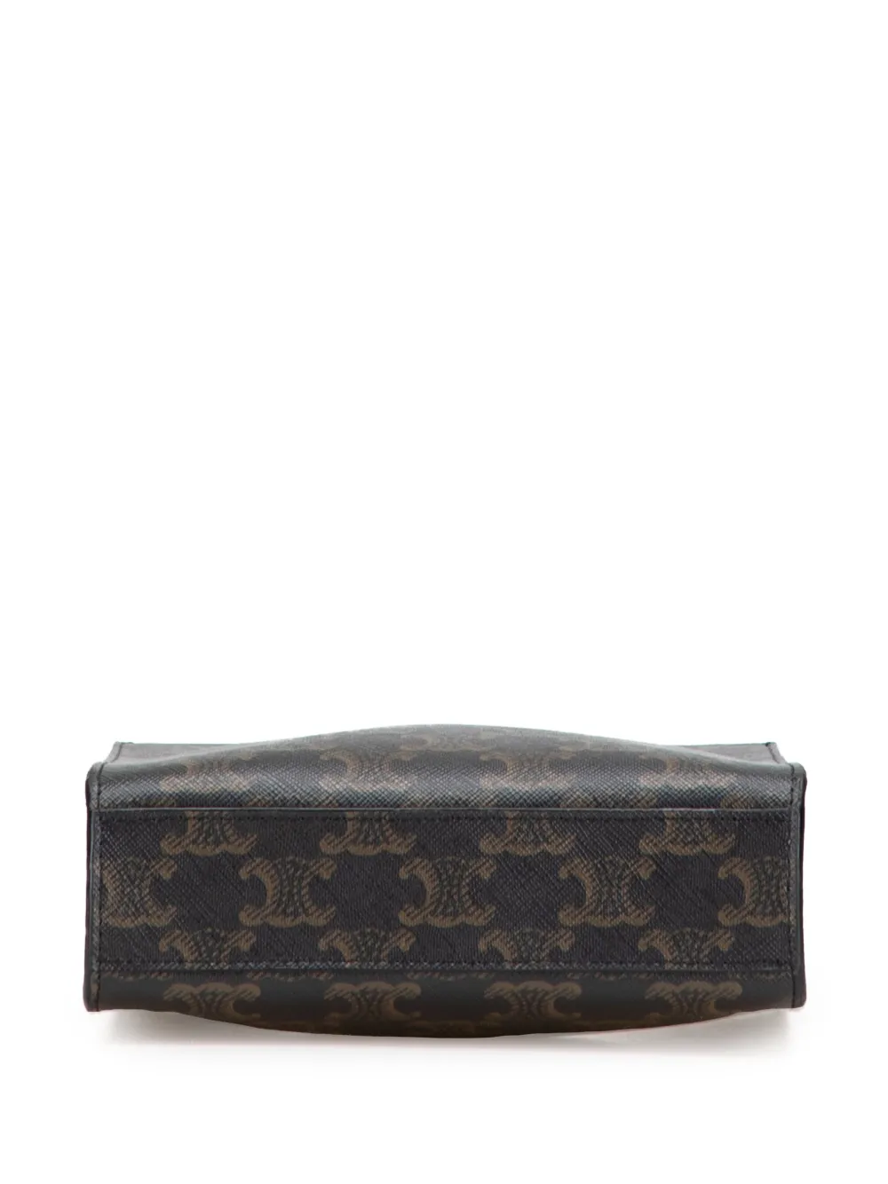 Pre-owned Celine 2018-2025 Mini Triomphe Coated Canvas Vertical Cabas Satchel In Brown