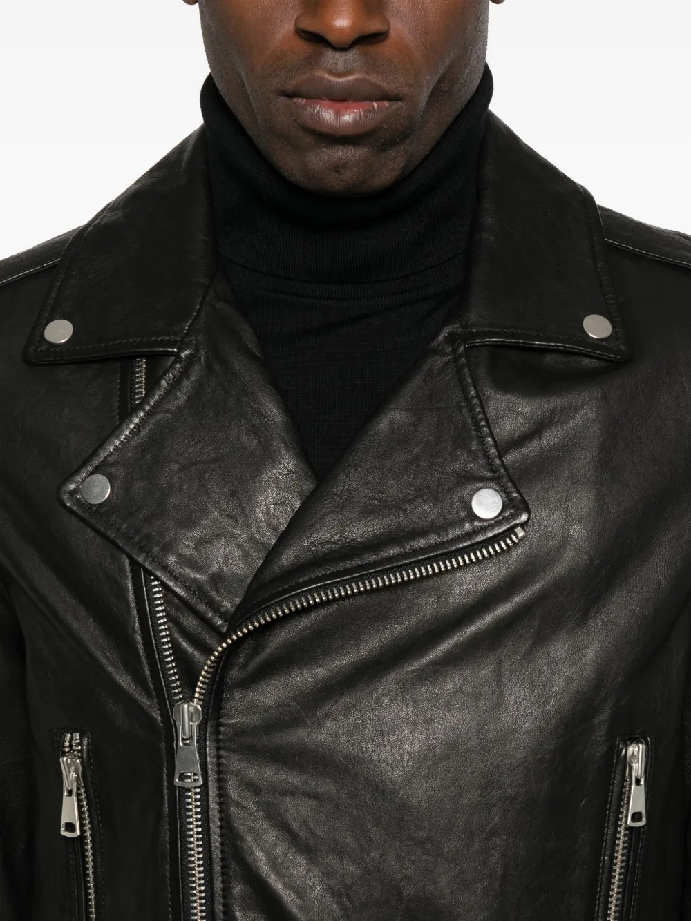 Eraldo Zip-up Biker Jacket In Black