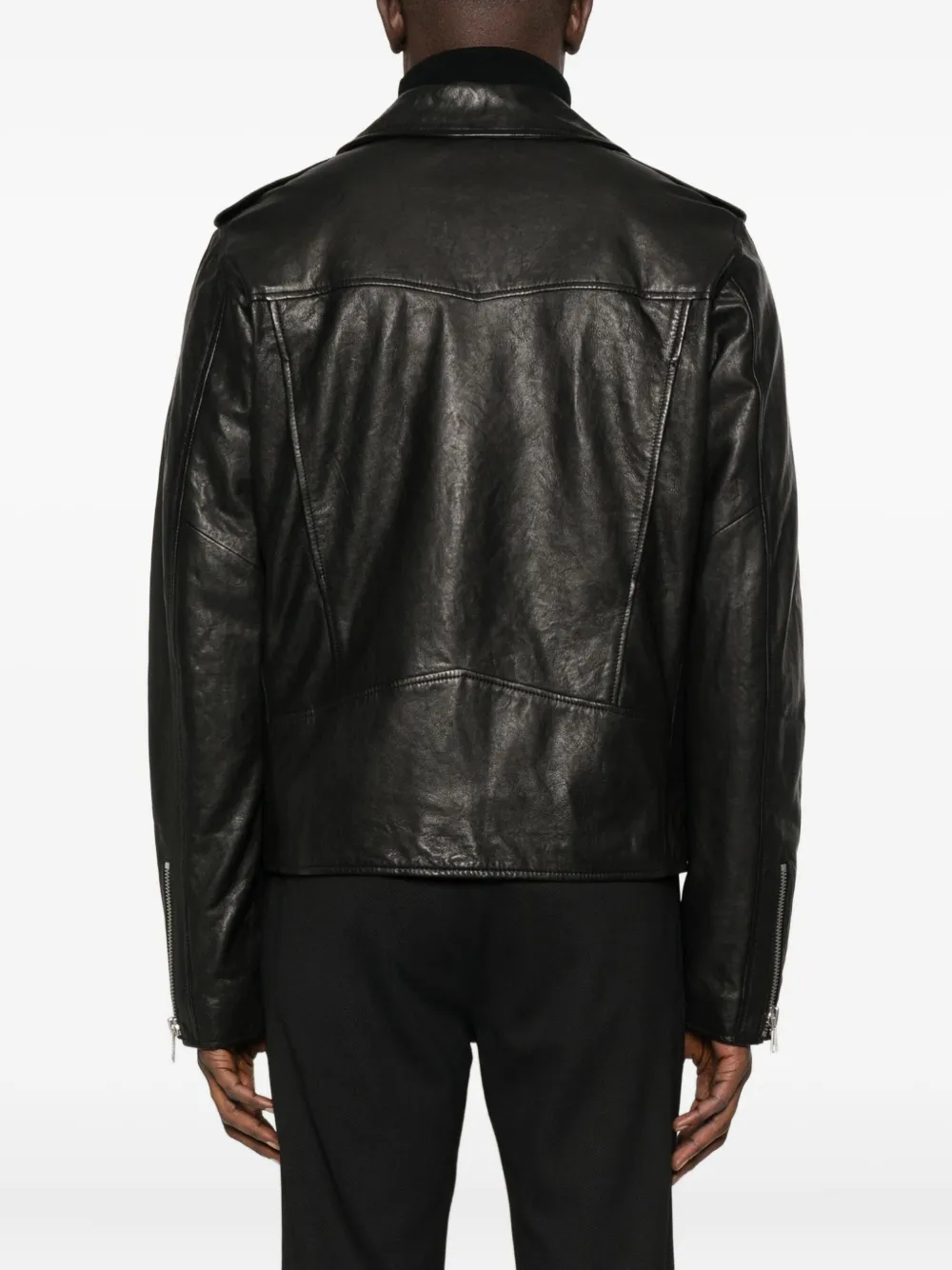 Eraldo Zip-up Biker Jacket In Black