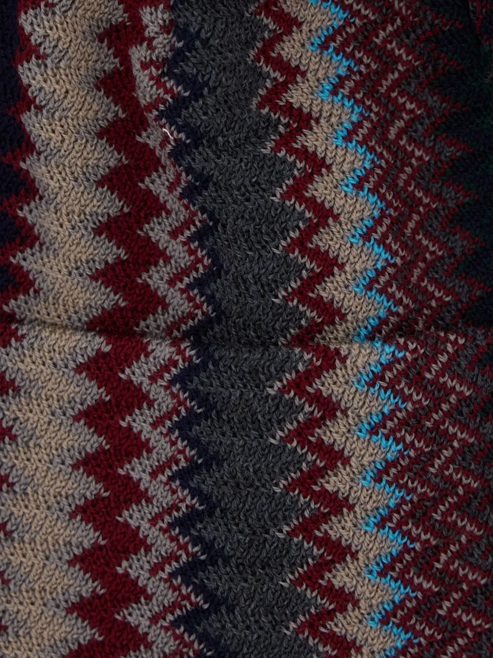 Missoni Multicolor Beanie With Turn-up Brim And Zigzag Motif In Wool Man In Black