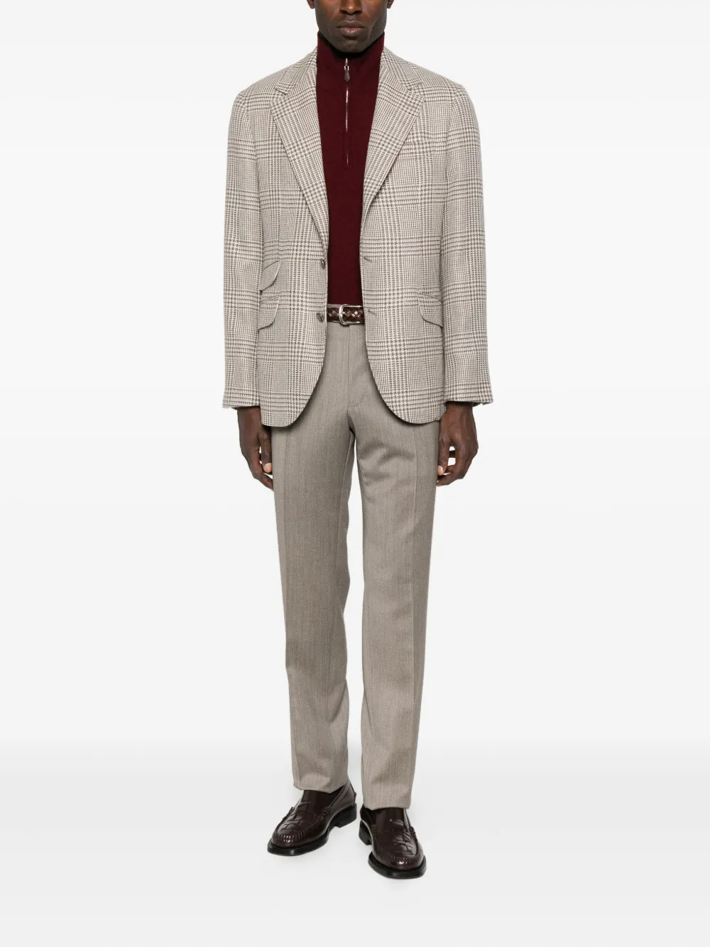 Brunello Cucinelli Single-breasted Check Blazer Clothing In Gray