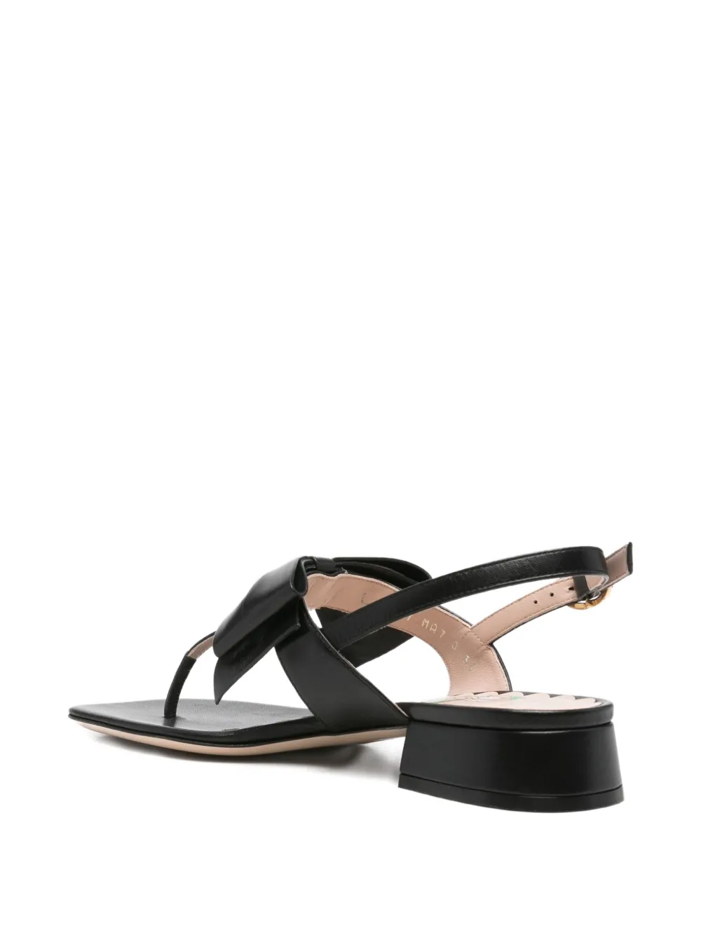 Valentino Garavani Bowow Leather Thong Sandals In Black
