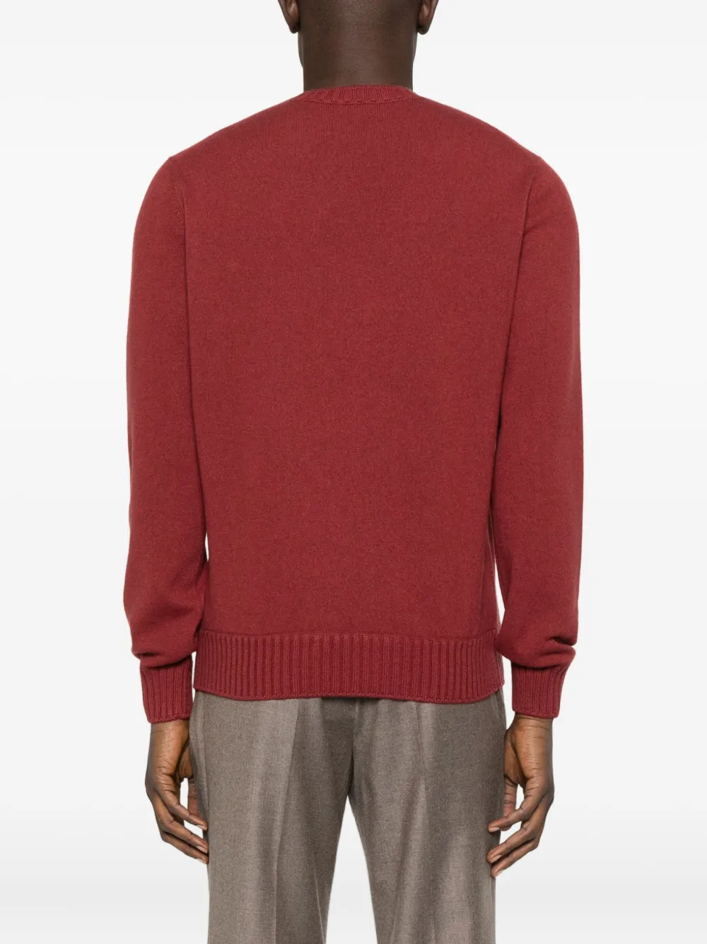 Vengera Round-neck Ribbed Sweater In Burgundy