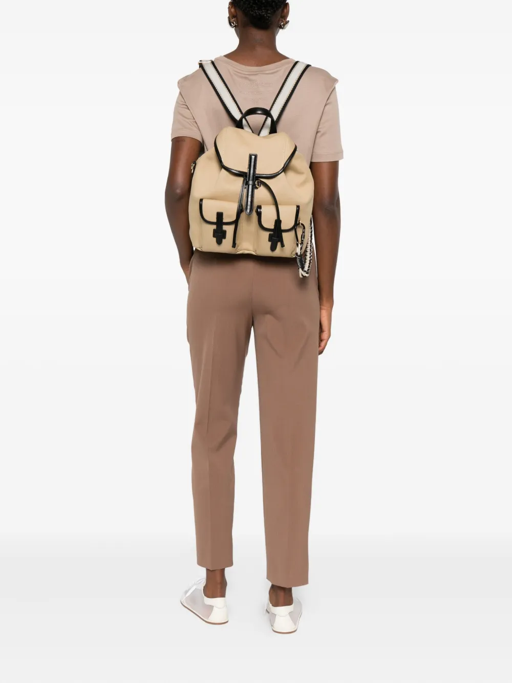 Weekend Max Mara Drawstring Flap-pocket Backpack In Neutral