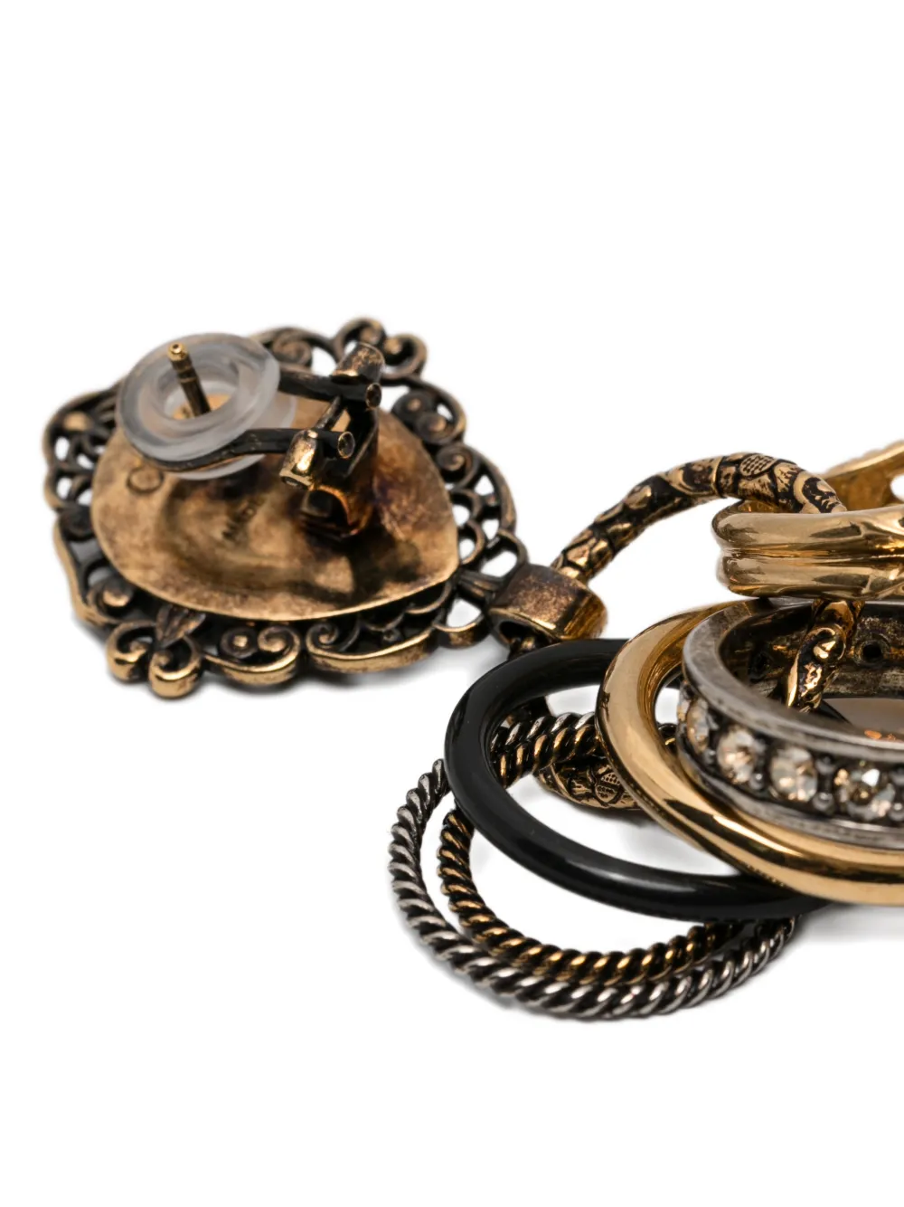  Chloé Black Drop Multiple-rings Earrings - Gold 
