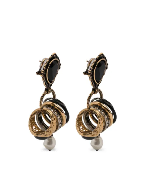 Chloé black drop multiple-rings earrings