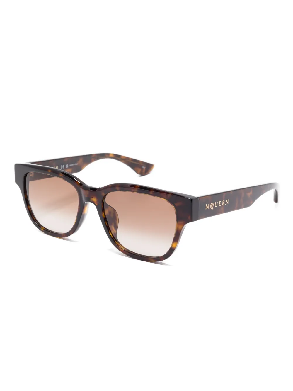 Alexander McQueen Eyewear logo-engraved sunglasses - Bruin