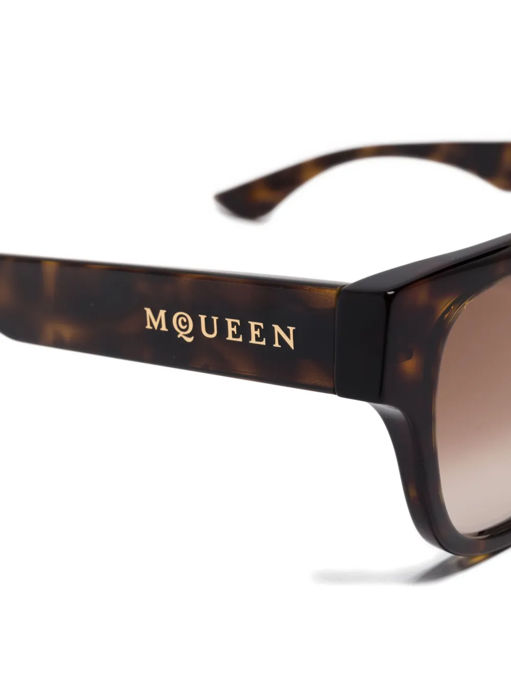 Alexander McQueen Eyewear Zonnebril met gegraveerd logo Bruin