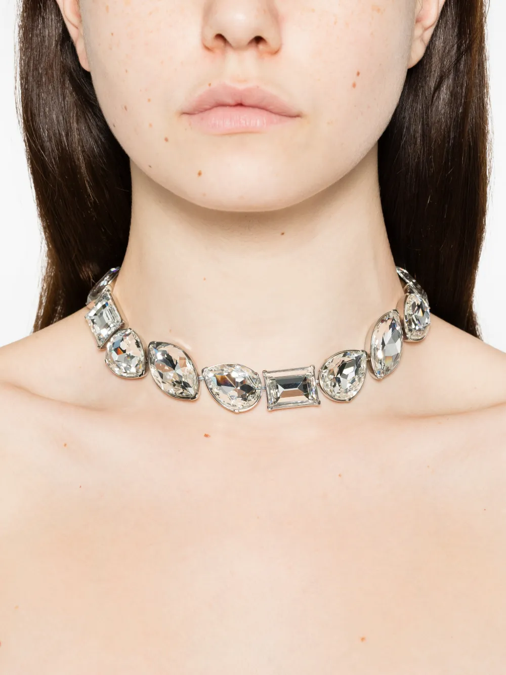 Alexander McQueen Choker halsketting met kristallen - Zilver
