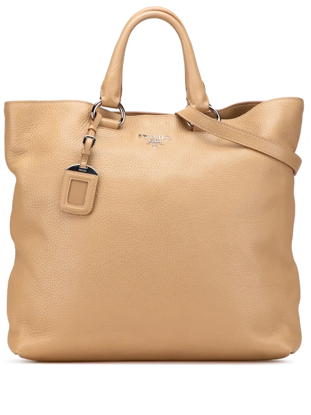 Prada Pre-Owned 2000-2025 Vitello Daino Open Convertible Tote satchel | Brown | Image 1