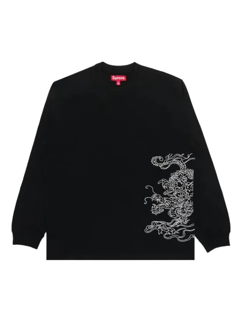 Supreme dragon-embroidered long-sleeve T-shirt