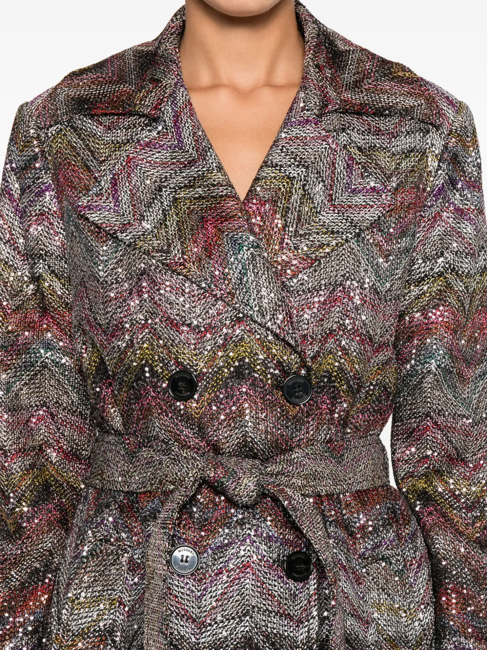 Missoni Multicolor Viscose Blend Trench In Multi