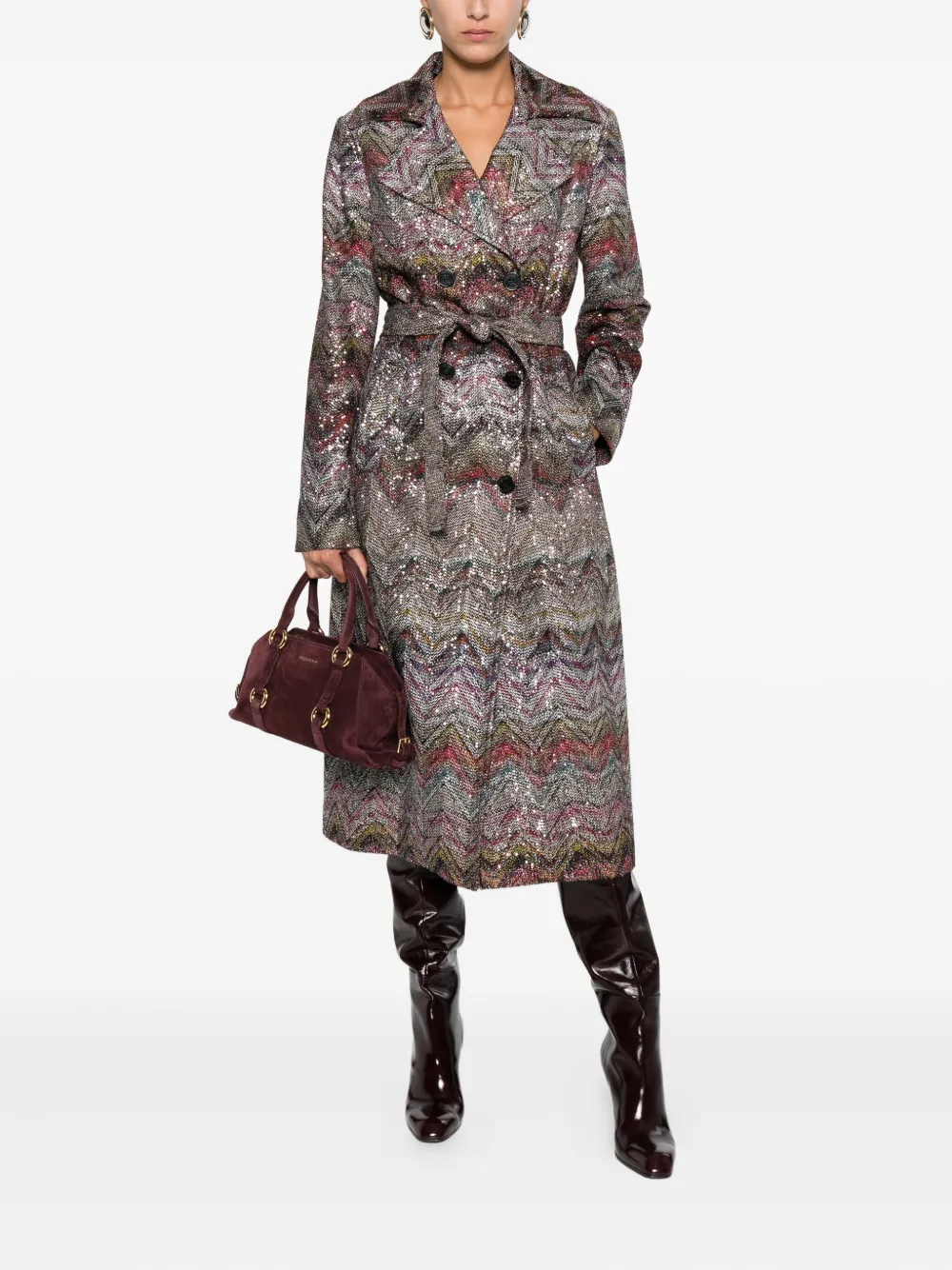 Missoni Multicolor Viscose Blend Trench In Multi