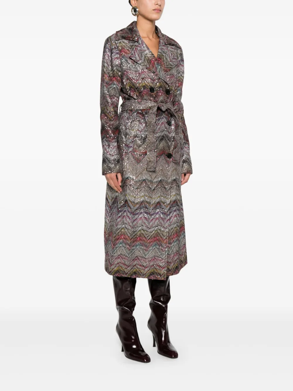 Missoni Multicolor Viscose Blend Trench In Multi