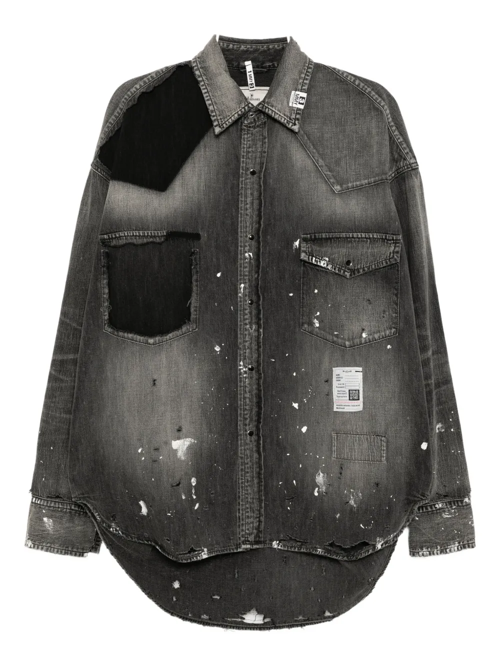 Maison MIHARA YASUHIRO ロゴパッチ シャツ - ブラック Maison MIHARA YASUHIRO ロゴパッチ シャツ - ブラック