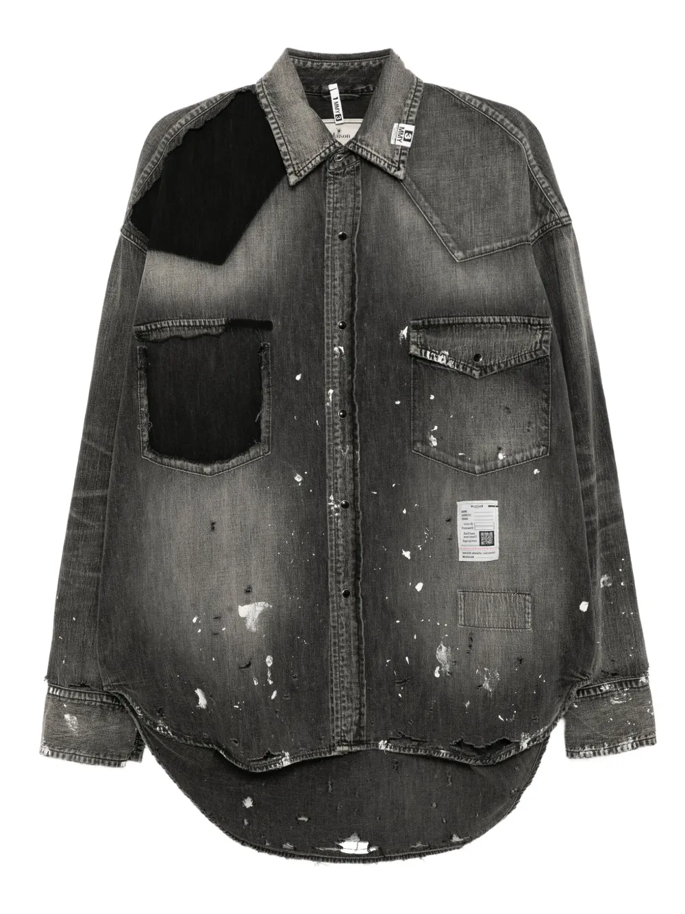 Maison MIHARA YASUHIRO ロゴパッチ シャツ - ブラック Maison MIHARA YASUHIRO ロゴパッチ シャツ - ブラック