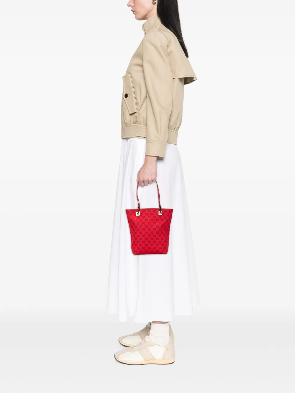 Pre-owned Gucci 2000-2015 Gg Canvas Tote Bag In Red