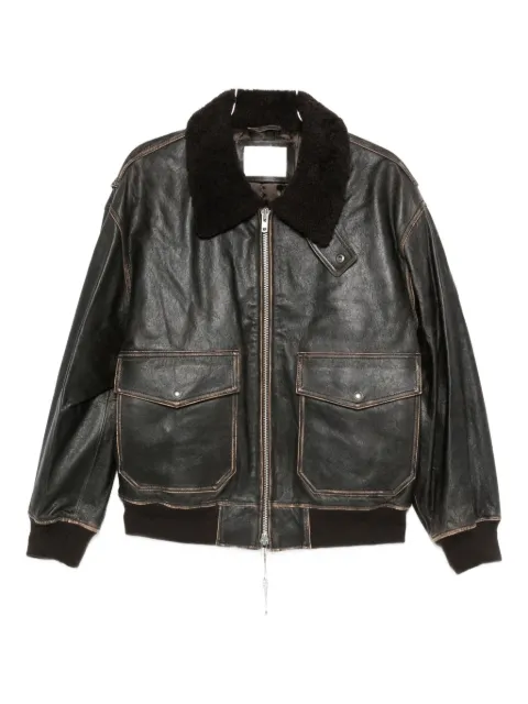 DUNST lambskin leather flap-pocket coat