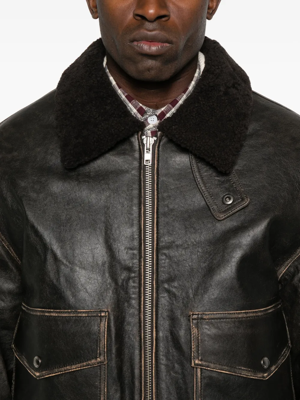 Dunst Lambskin Leather Flap-pocket Coat In Black
