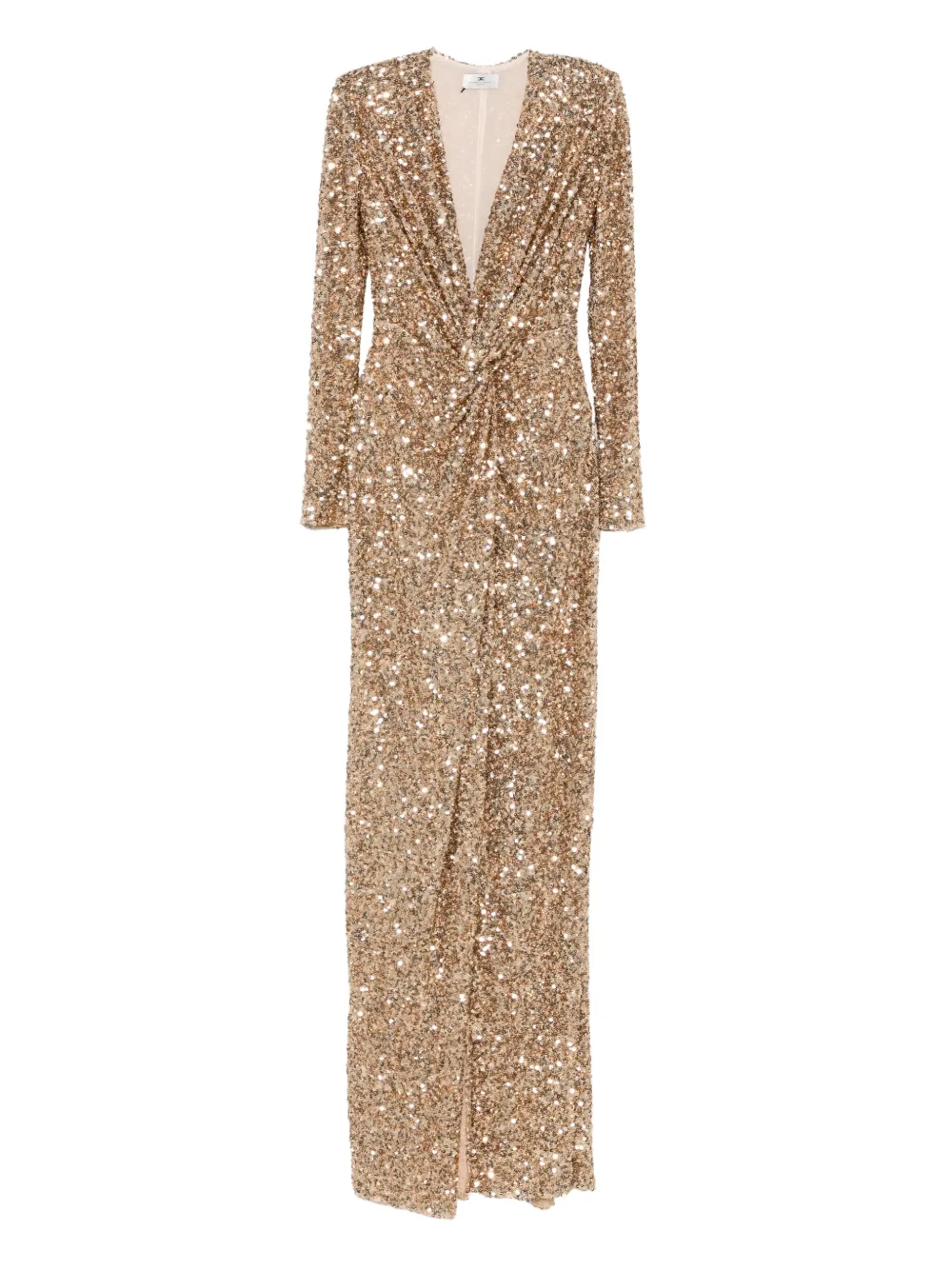 Elisabetta Franchi sequin-embellished v-neck dress | Gold | Image 1