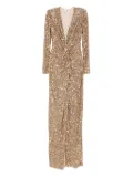 Elisabetta Franchi sequin-embellished v-neck dress - Gold