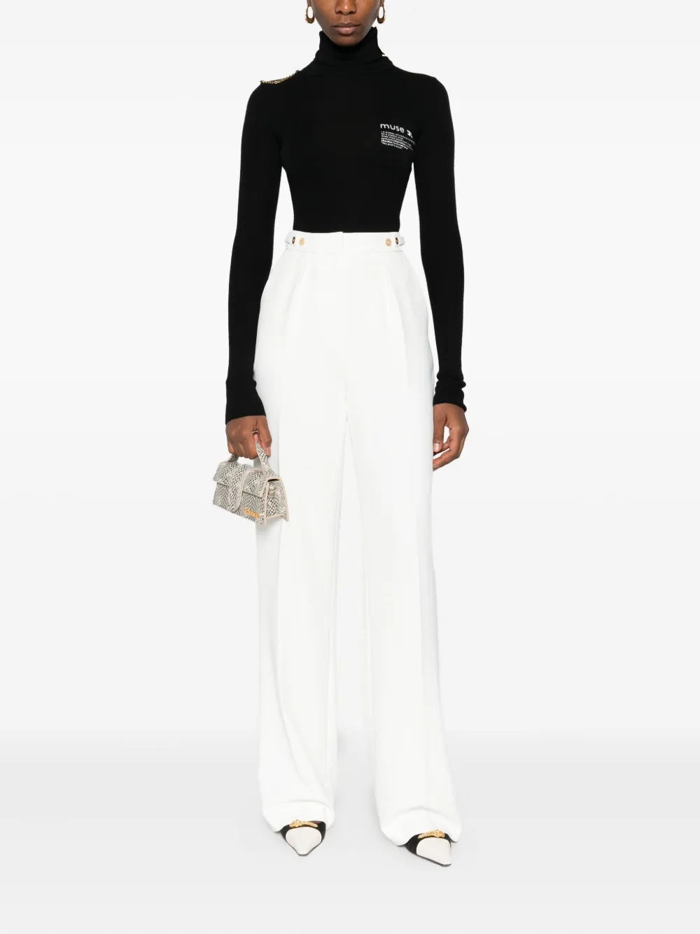 Elisabetta Franchi pleat-detail trousers - Wit
