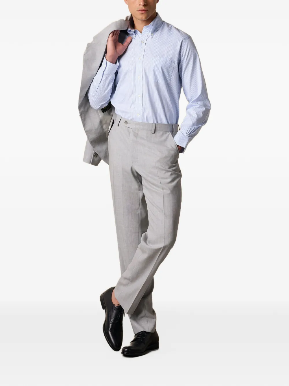 Brooks Brothers Gestreept Oxford overhemd Blauw