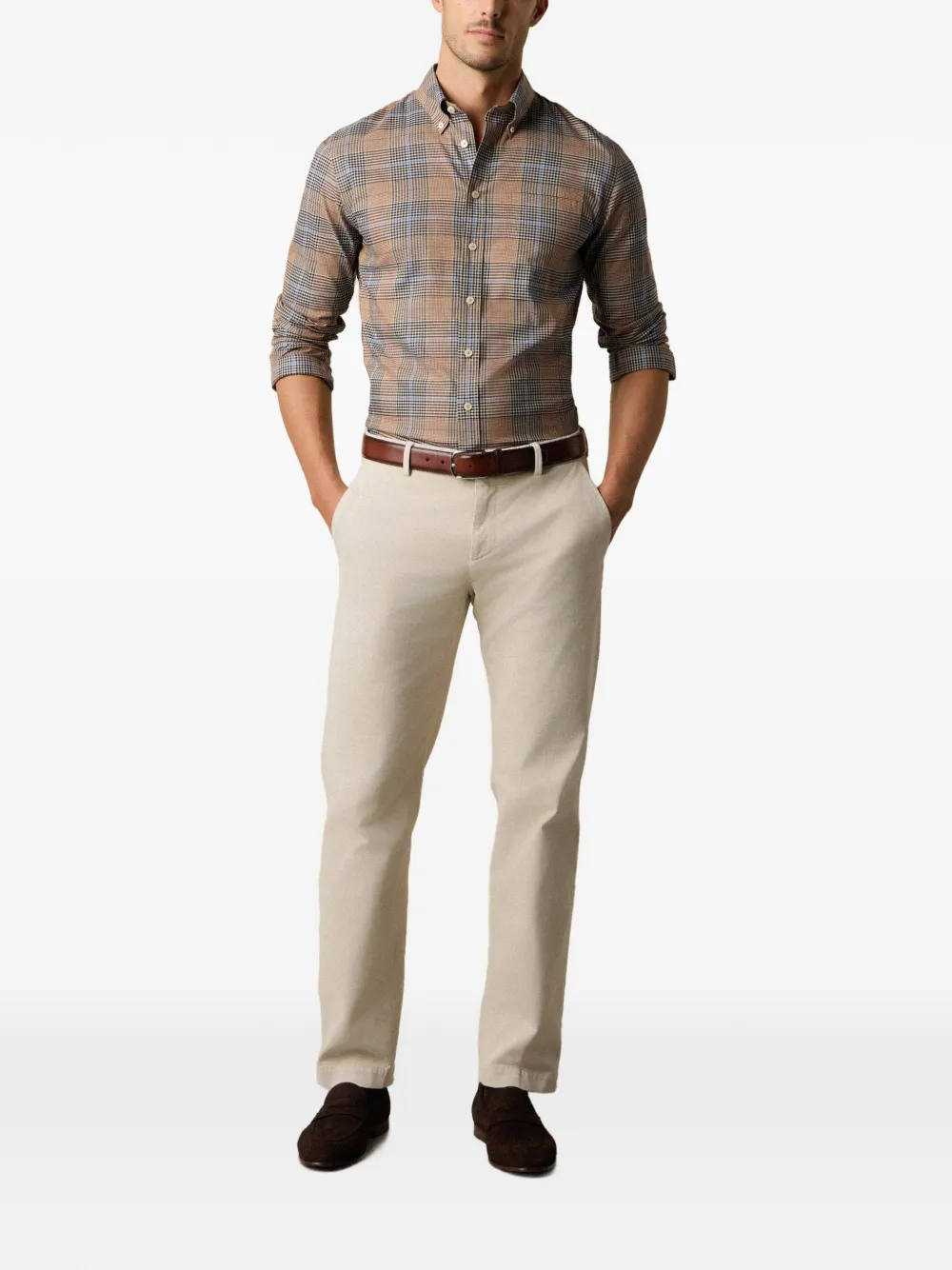 Brooks Brothers Geruit button-down overhemd Bruin