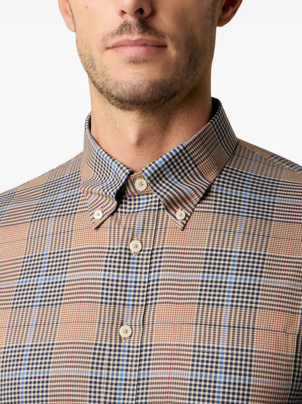 Brooks Brothers Geruit button-down overhemd Bruin
