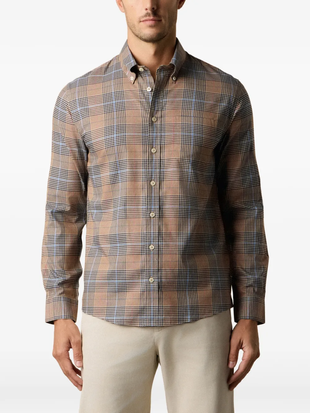 Brooks Brothers Geruit button-down overhemd Bruin