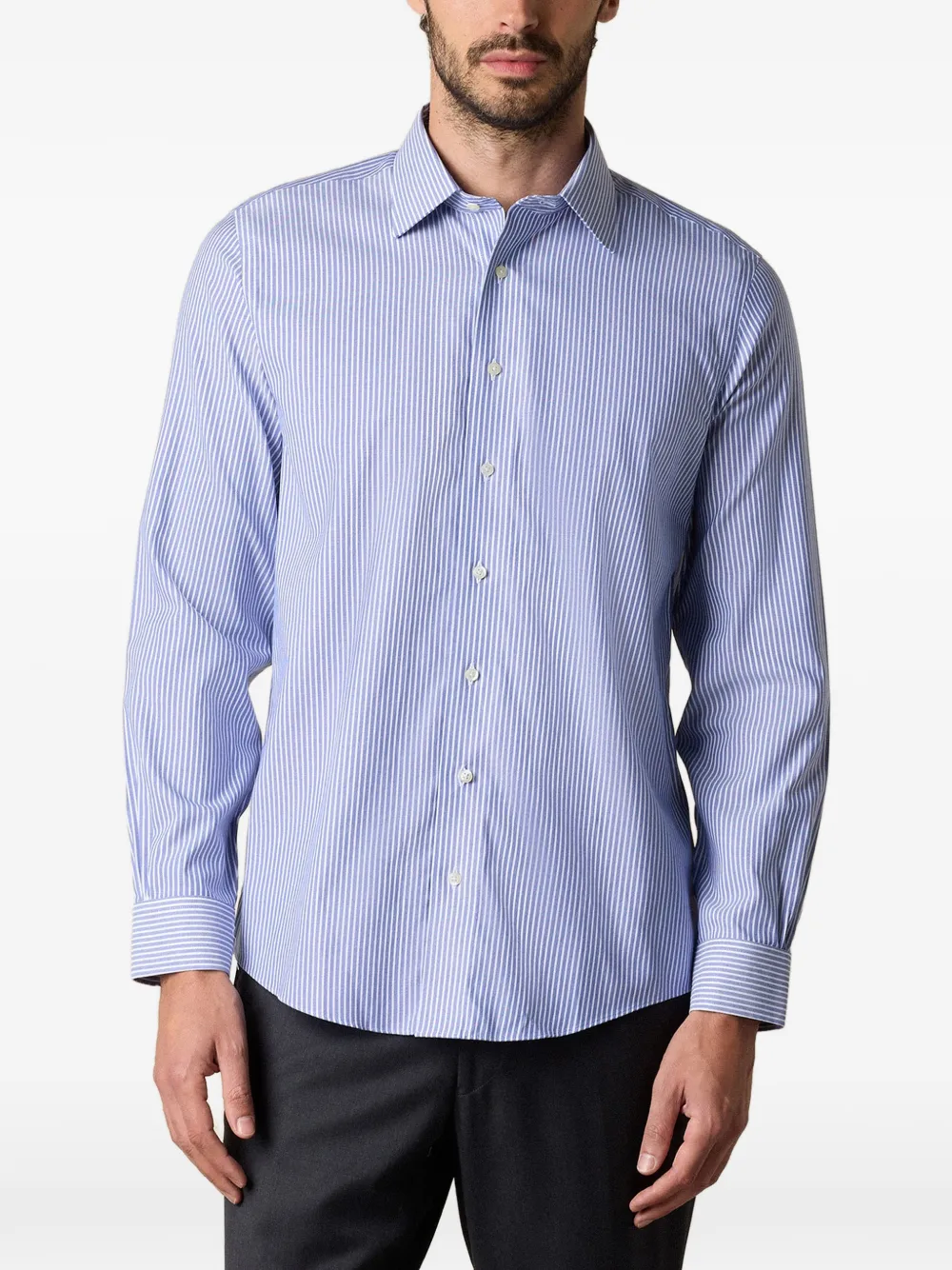 Brooks Brothers Gestreept twill overhemd Blauw