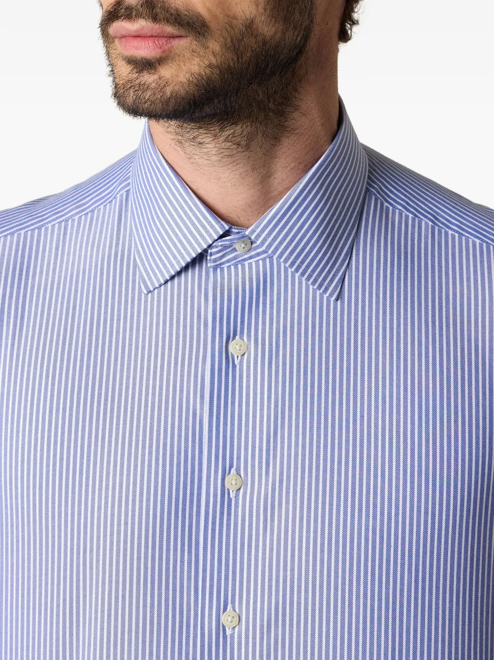 Brooks Brothers Gestreept twill overhemd Blauw