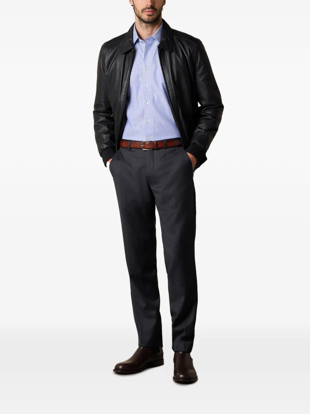 Brooks Brothers Gestreept twill overhemd Blauw