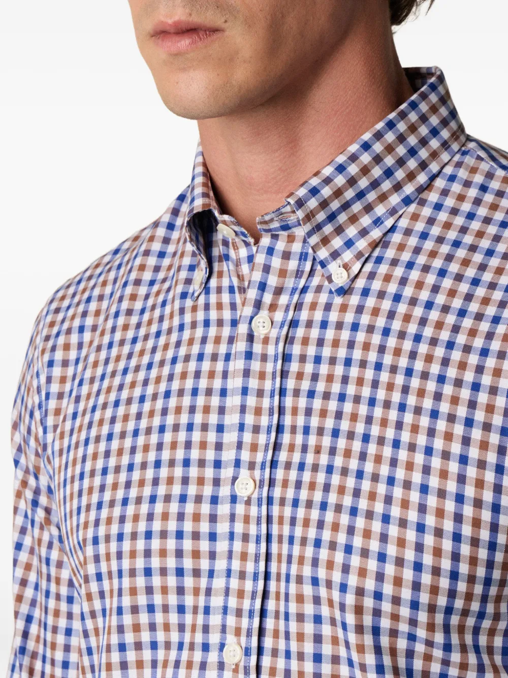 Brooks Brothers Geruit overhemd Blauw