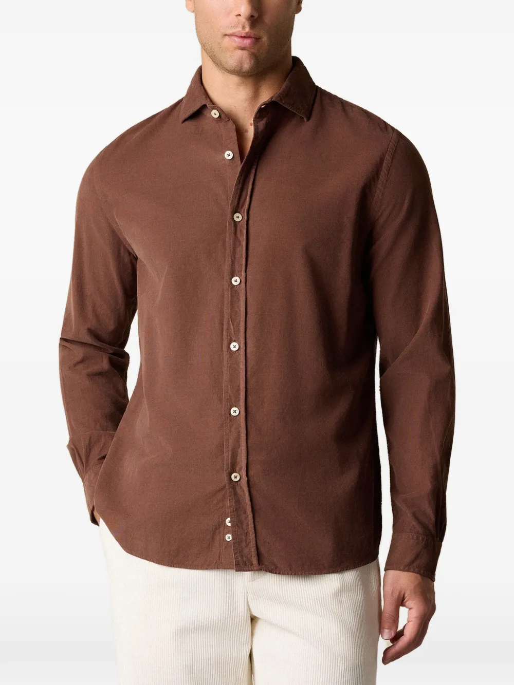 Brooks Brothers Ribfluwelen overhemd met gespreide kraag Bruin