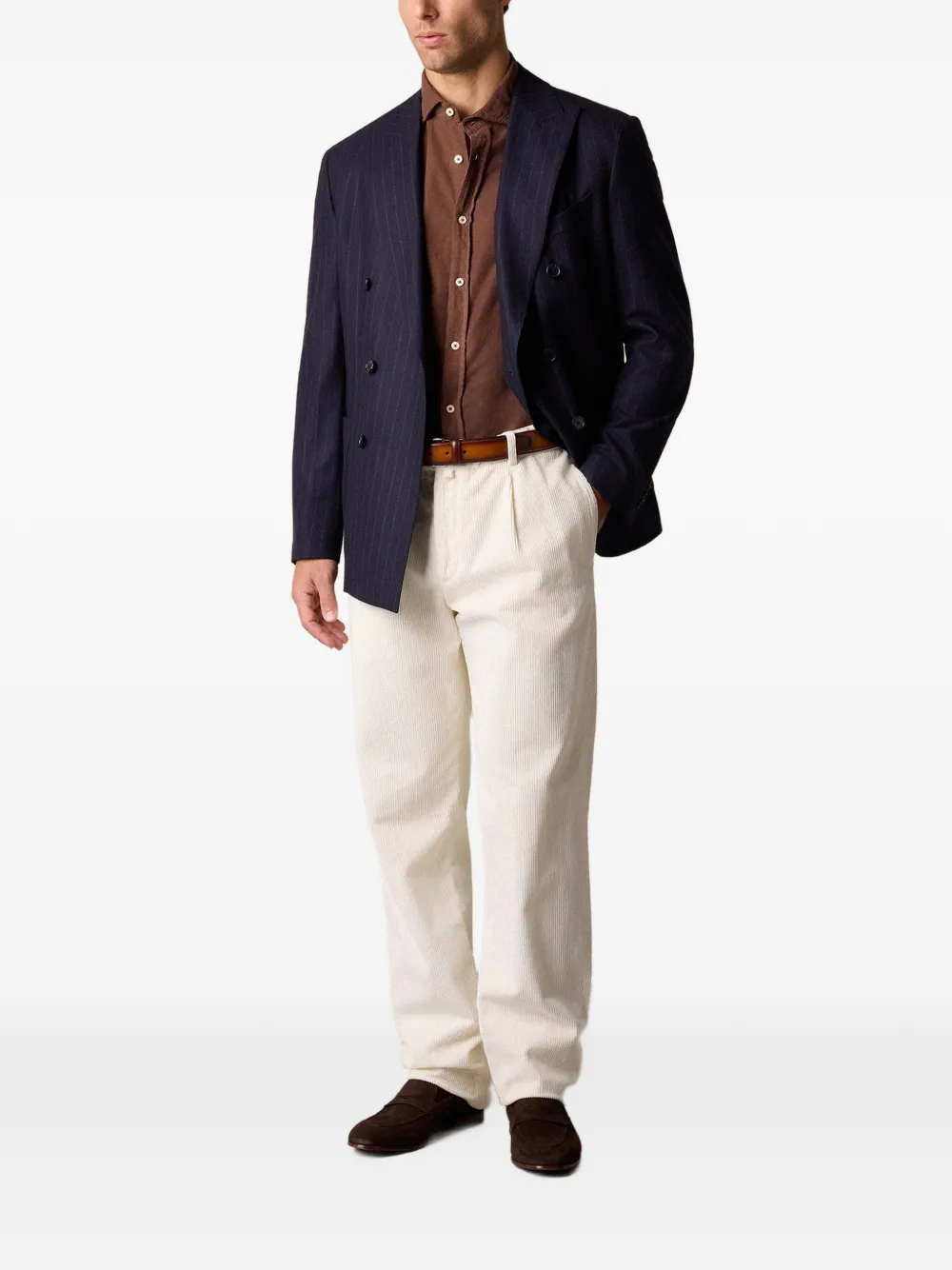 Brooks Brothers Ribfluwelen overhemd met gespreide kraag Bruin