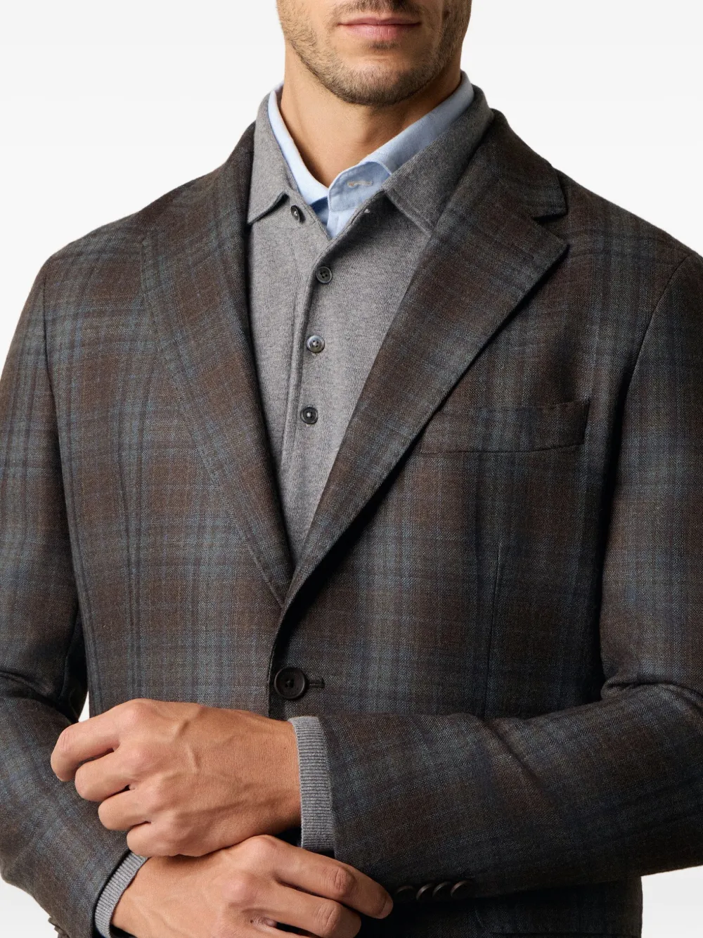 Brooks Brothers Geruite blazer van scheerwol Bruin