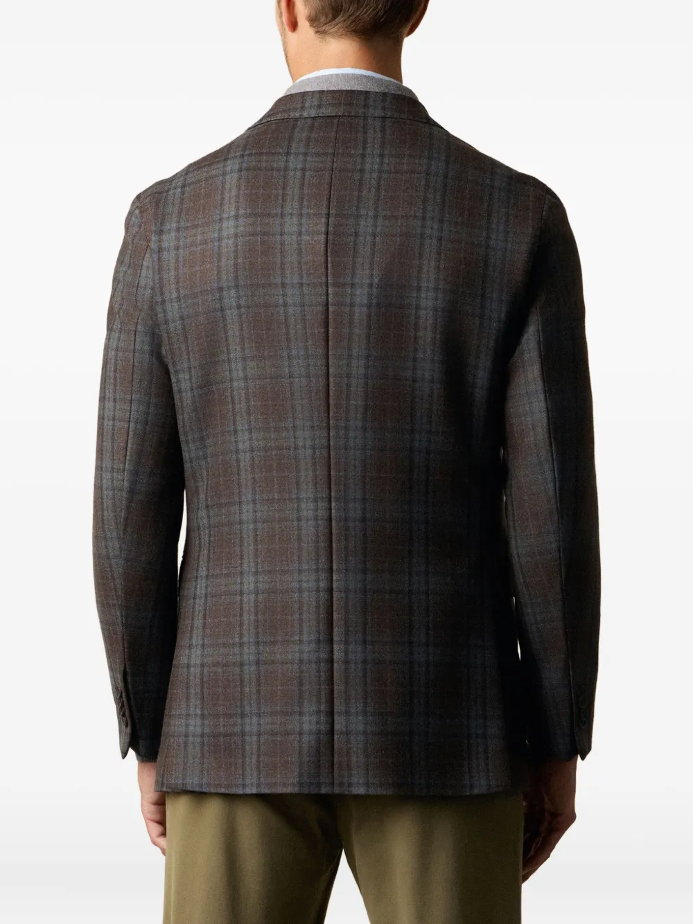 Brooks Brothers Geruite blazer van scheerwol Bruin